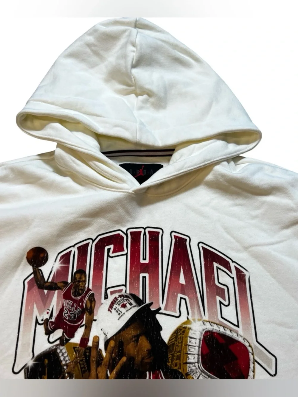 Nike Air Jordan Michael Jordan Graphic‎ Hoodie Cream Mens Medium HJ4396-133 NWT